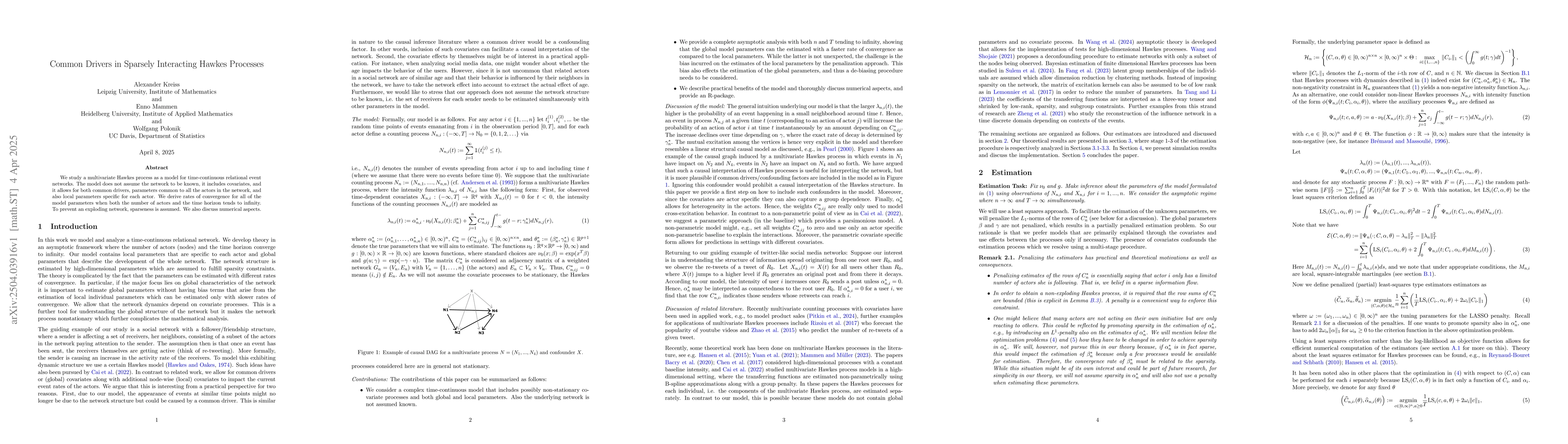 Thumbnail for Common Drivers in Sparsely Interacting Hawkes Processes