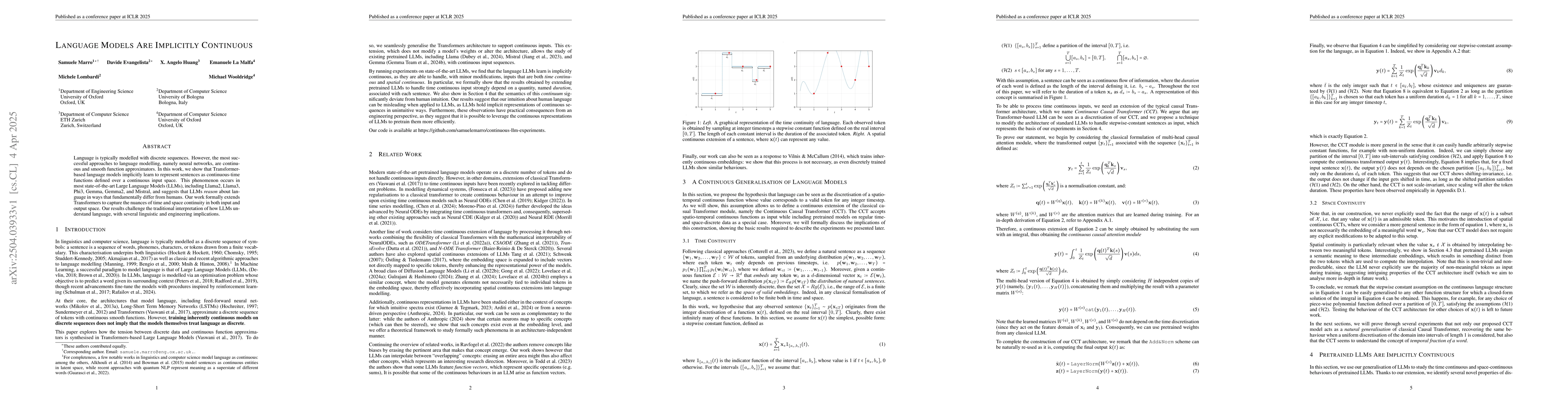 Thumbnail for Language Models Are Implicitly Continuous