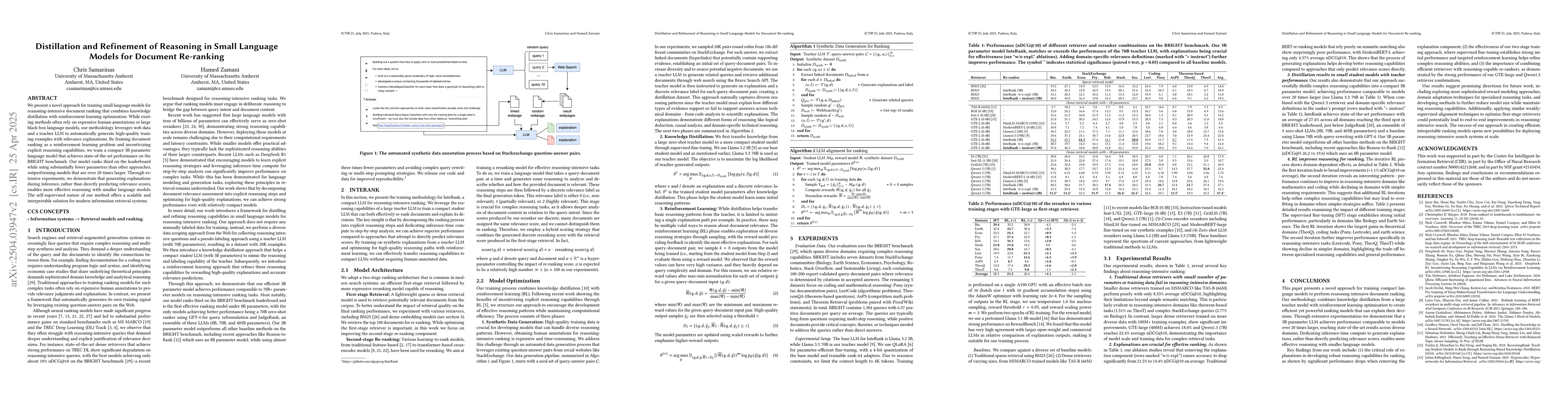 Thumbnail for Distillation and Refinement of Reasoning in Small Language Models for
  Document Re-ranking