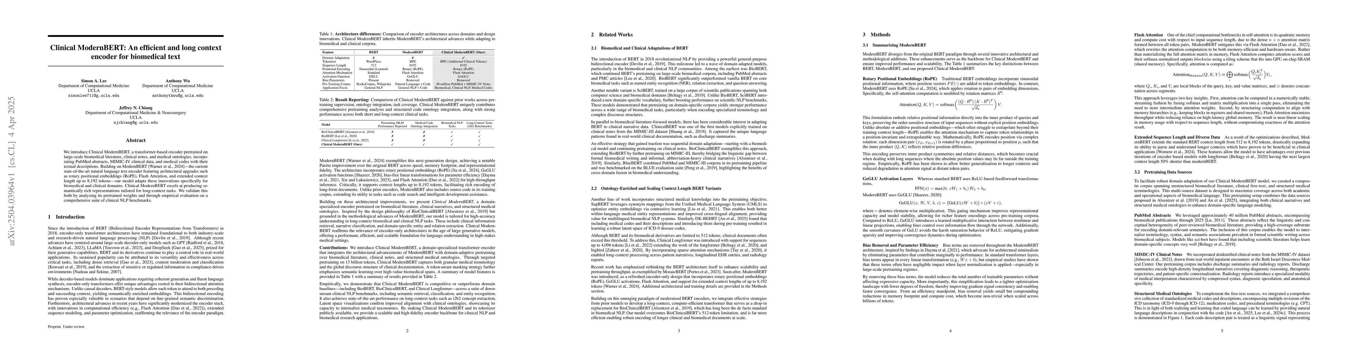 Thumbnail for Clinical ModernBERT: An efficient and long context encoder for
  biomedical text