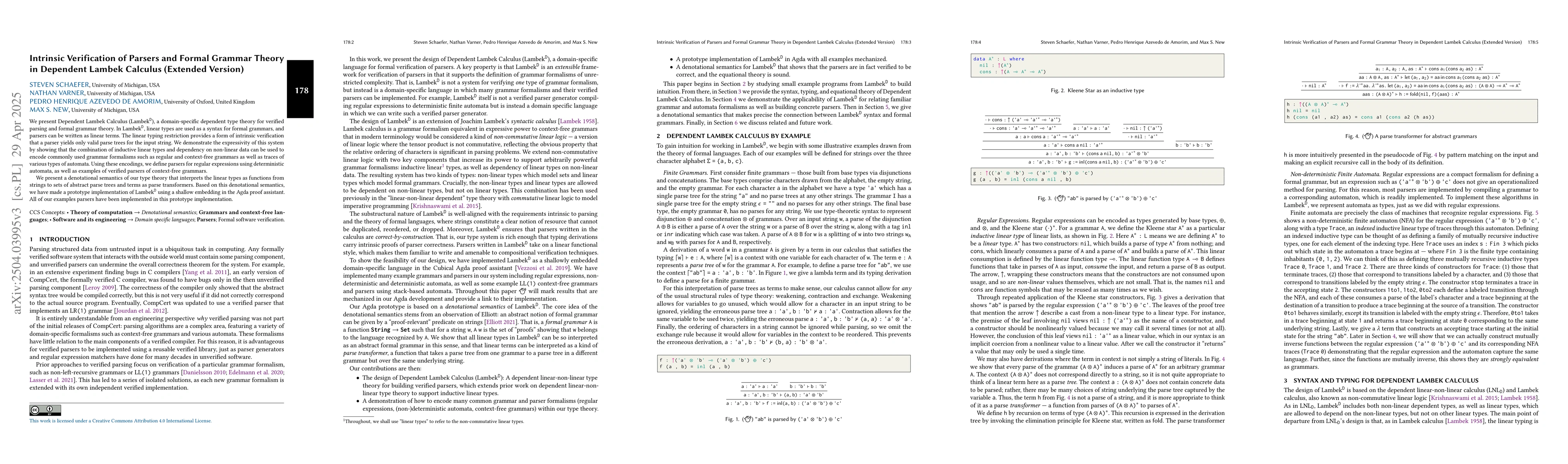Thumbnail for Intrinsic Verification of Parsers and Formal Grammar Theory in Dependent
  Lambek Calculus (Extended Version)