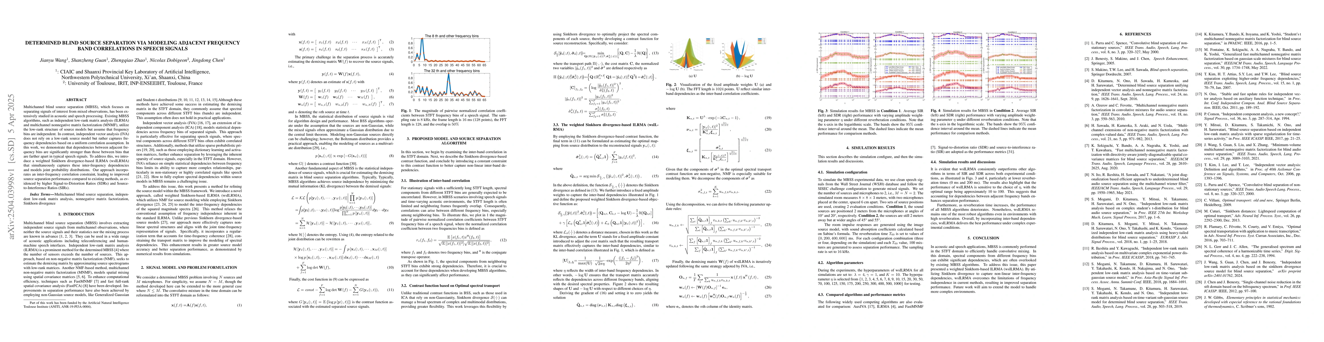 Thumbnail for Determined blind source separation via modeling adjacent frequency band
  correlations in speech signals
