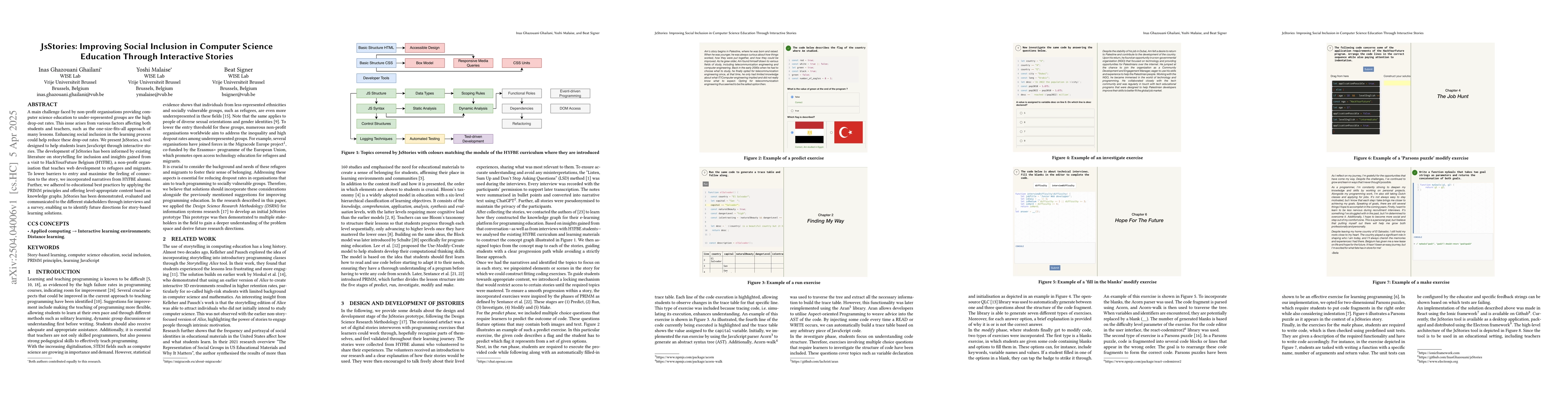 Thumbnail for JsStories: Improving Social Inclusion in Computer Science Education
  Through Interactive Stories