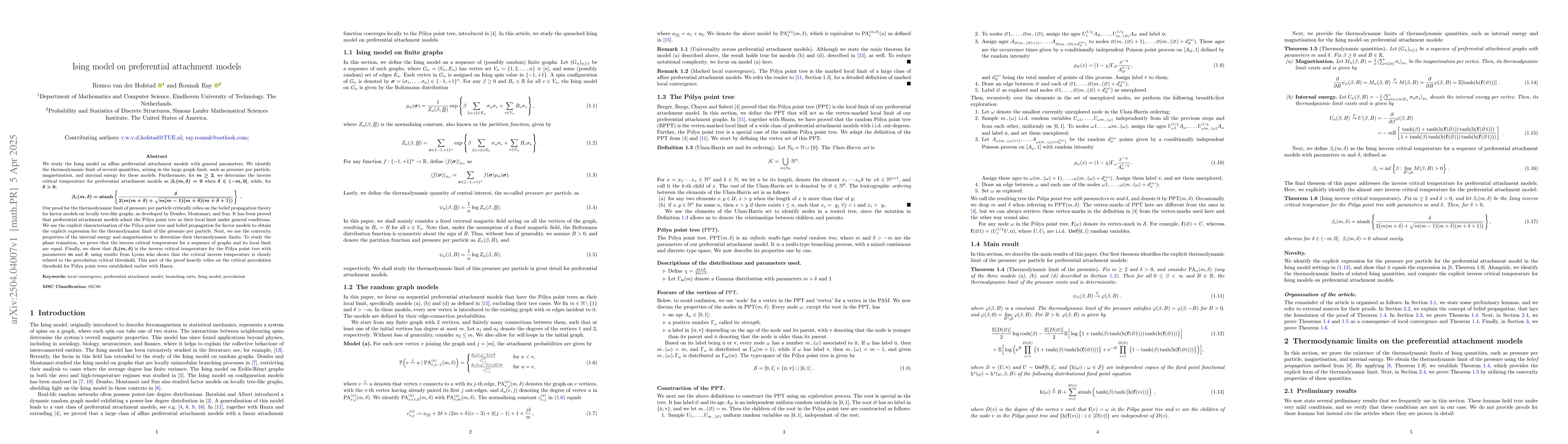 Thumbnail for Ising model on preferential attachment models