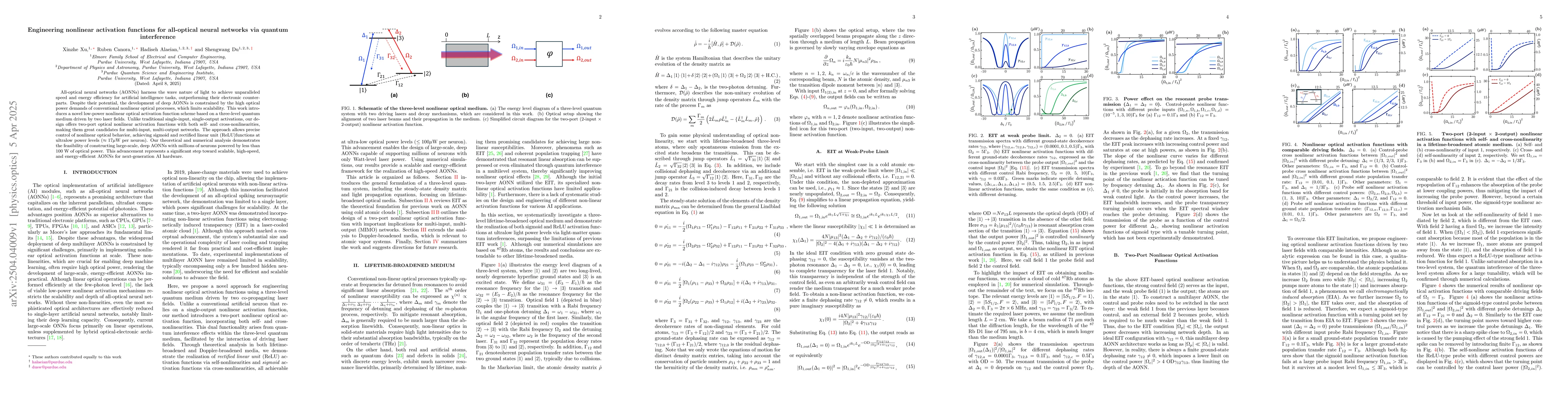 Thumbnail for Engineering nonlinear activation functions for all-optical neural
  networks via quantum interference