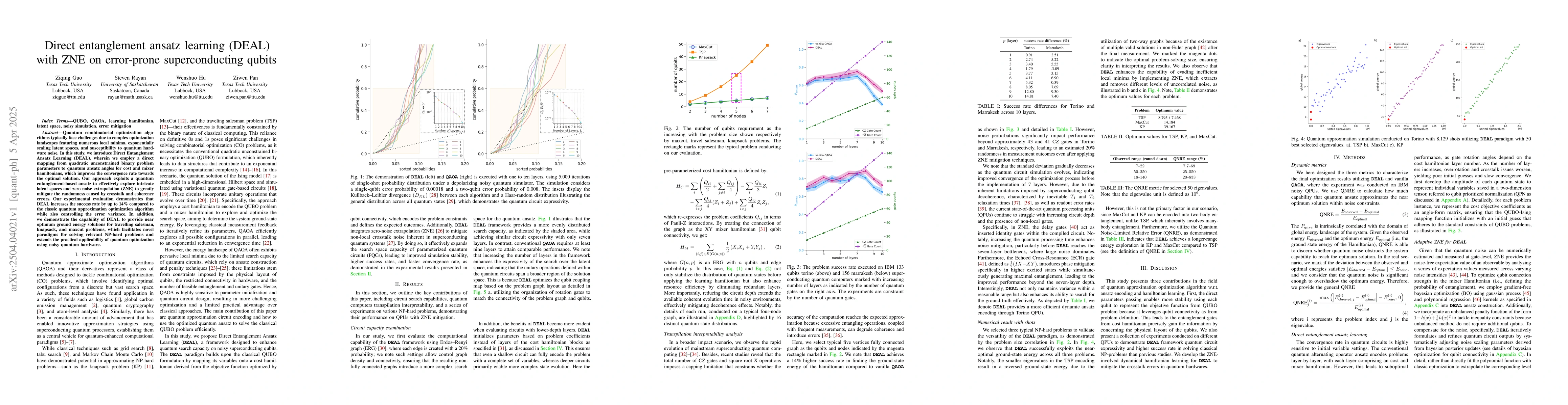 Thumbnail for Direct entanglement ansatz learning (DEAL) with ZNE on error-prone
  superconducting qubits