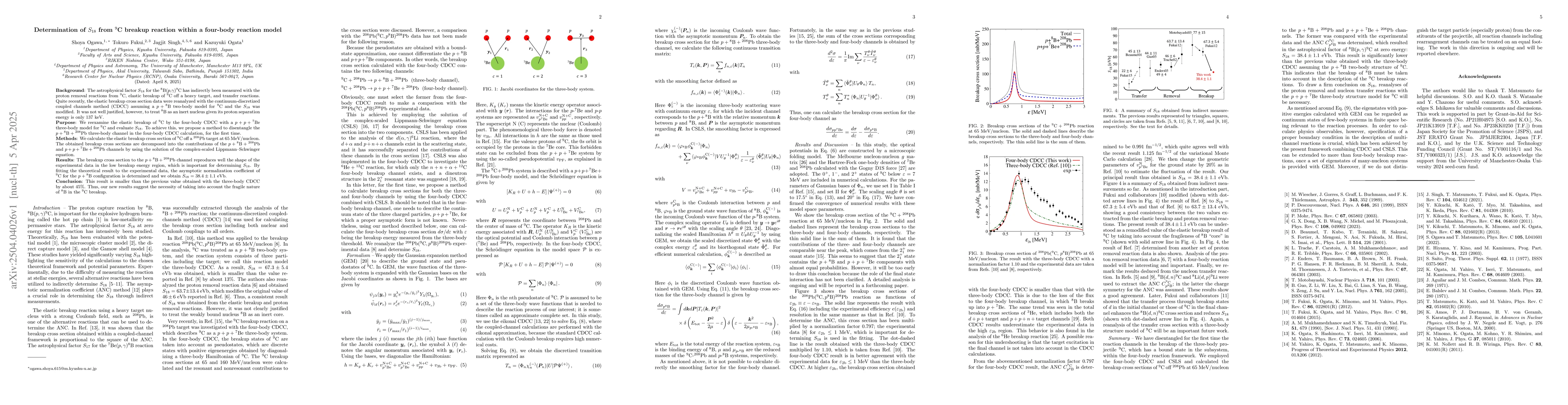 Thumbnail for Determination of $S_{18}$ from $^{9}$C breakup reaction within a
  four-body reaction model