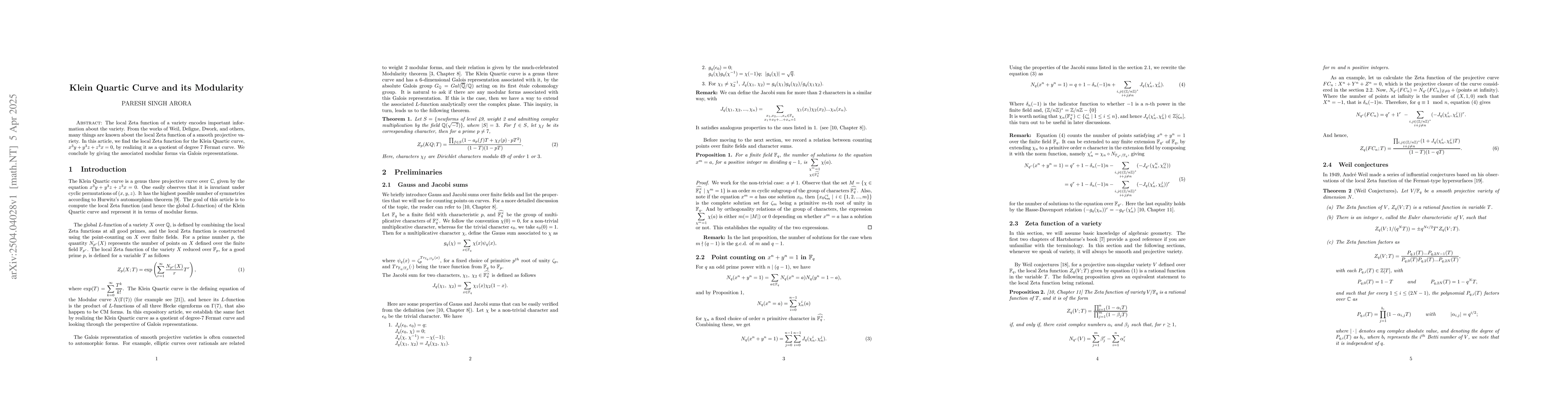 Thumbnail for Klein Quartic Curve and its Modularity