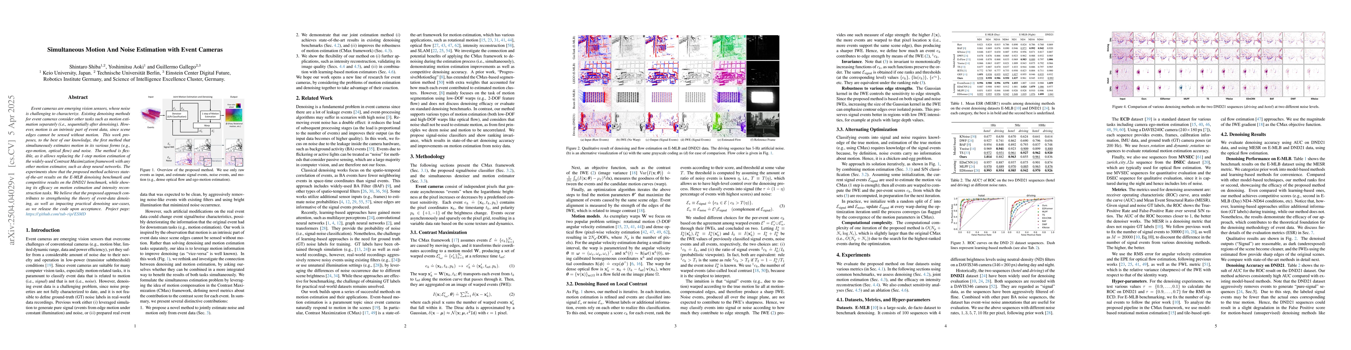 Thumbnail for Simultaneous Motion And Noise Estimation with Event Cameras