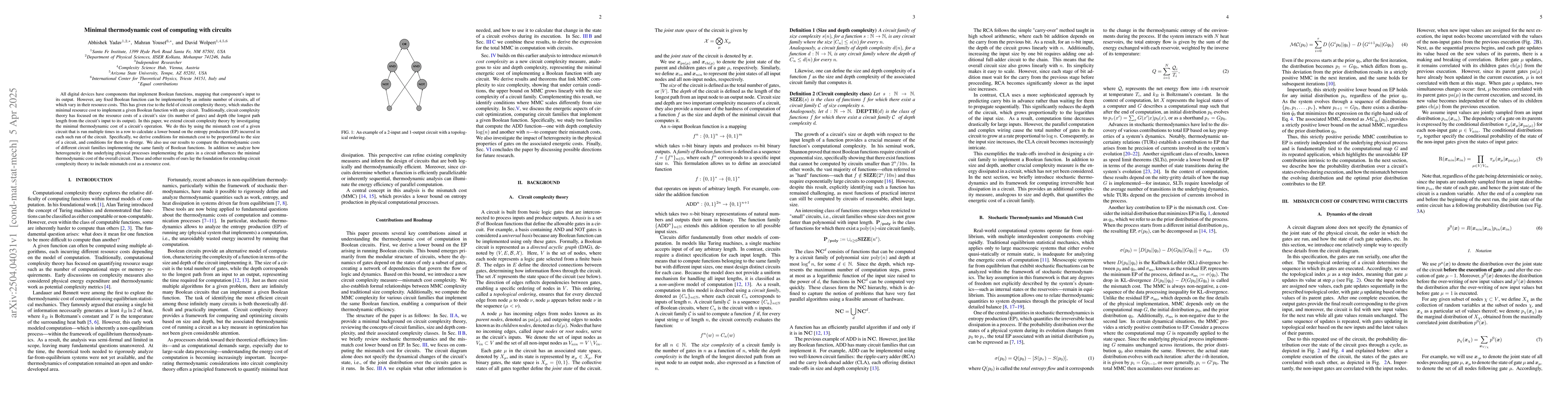 Thumbnail for Minimal thermodynamic cost of computing with circuits