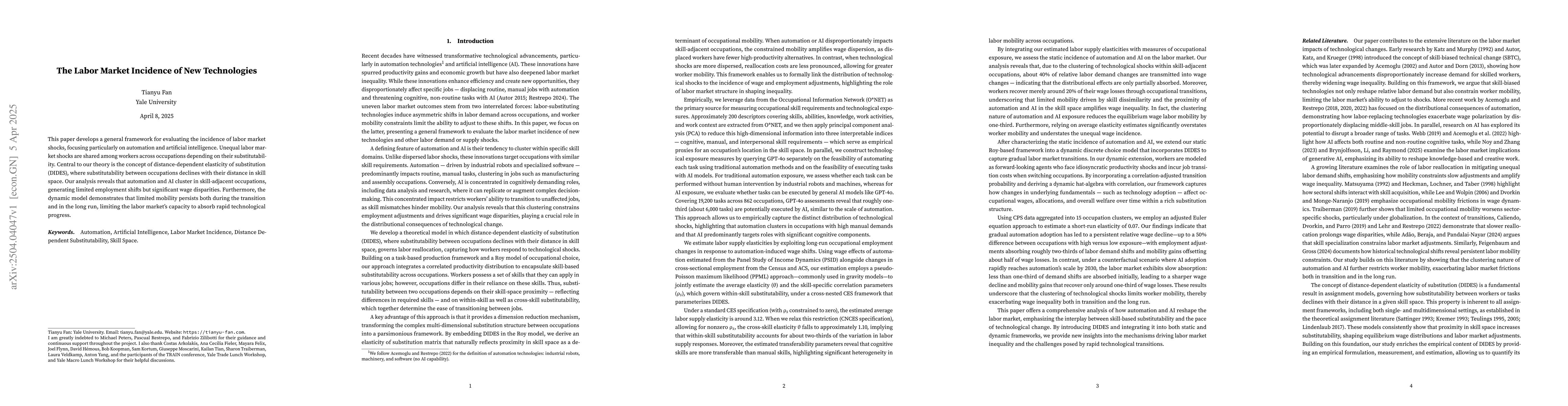 Thumbnail for The Labor Market Incidence of New Technologies