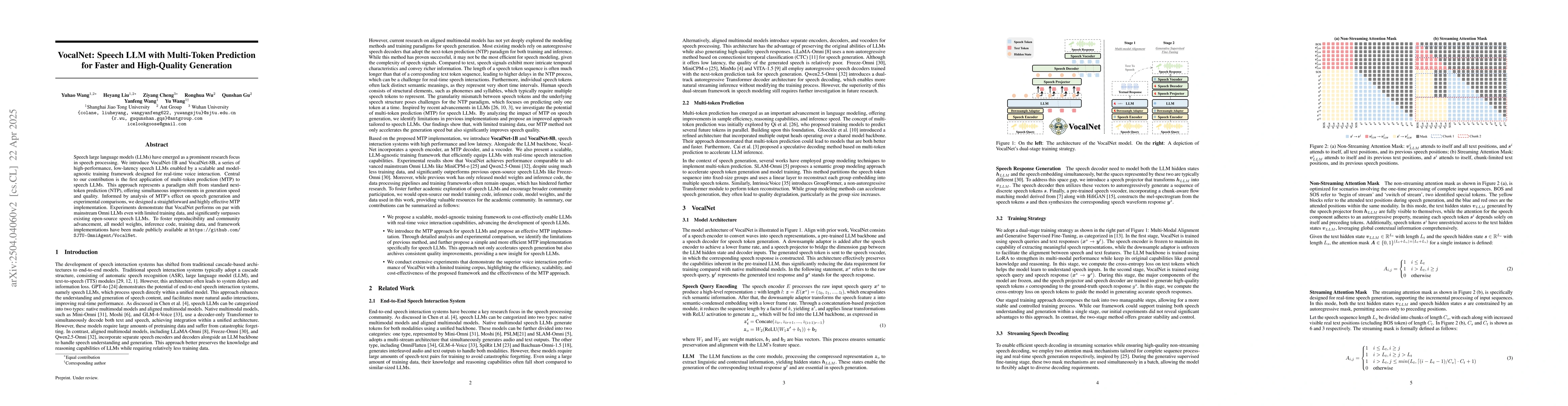 Thumbnail for VocalNet: Speech LLM with Multi-Token Prediction for Faster and
  High-Quality Generation