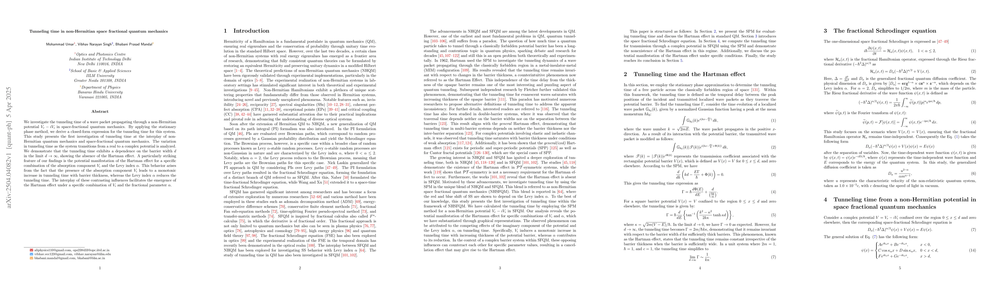 Thumbnail for Tunneling time in non-Hermitian space fractional quantum mechanics