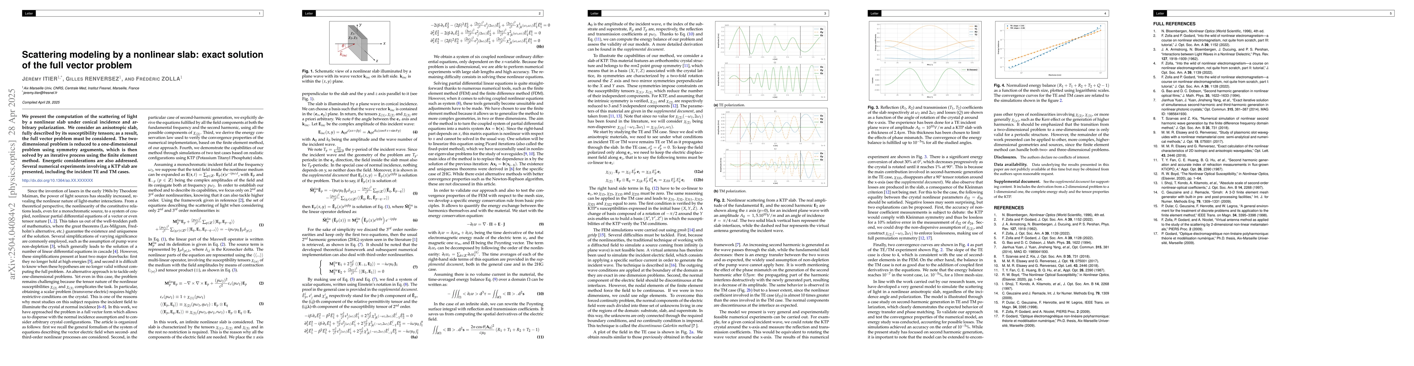 Thumbnail for Scattering modeling by a nonlinear slab: exact solution of the full
  vector problem