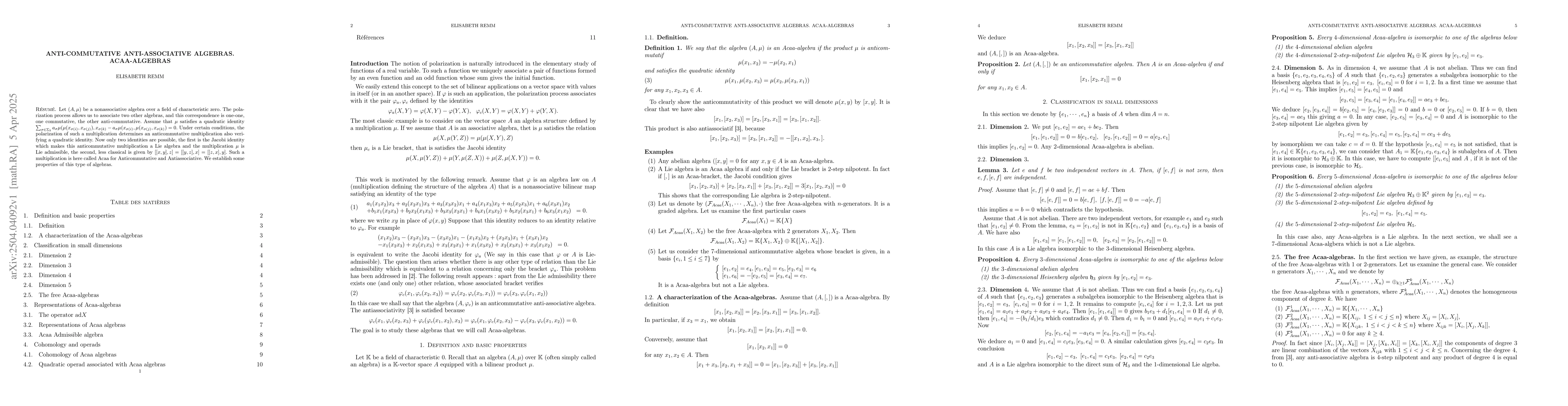 Thumbnail for Anti-commutative anti-associative algebras. Acaa-algebras