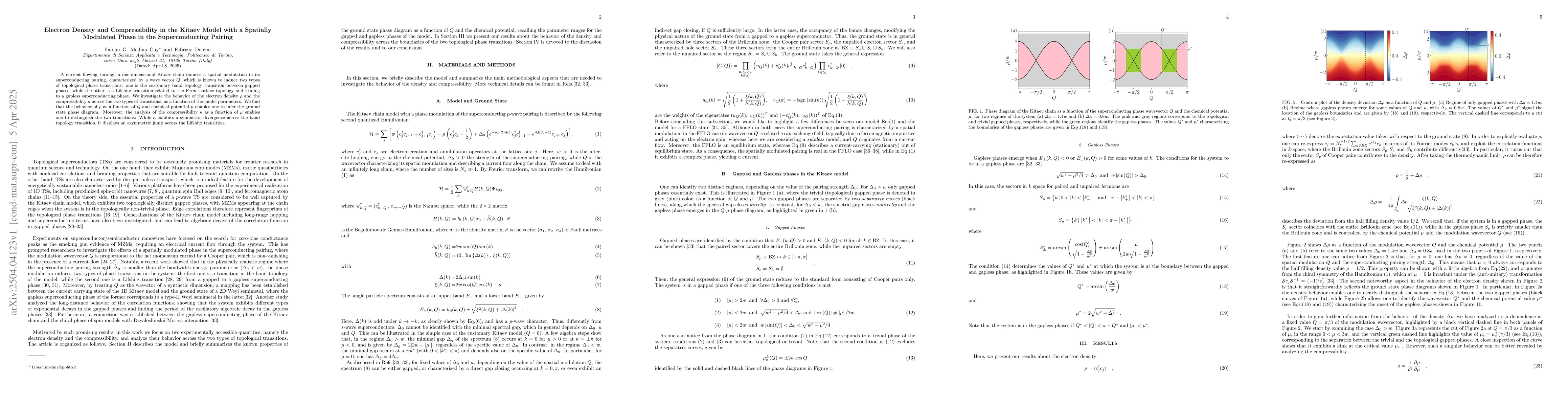 Thumbnail for Electron density and compressibility in the Kitaev model with a
  spatially modulated Phase in the superconducting pairing