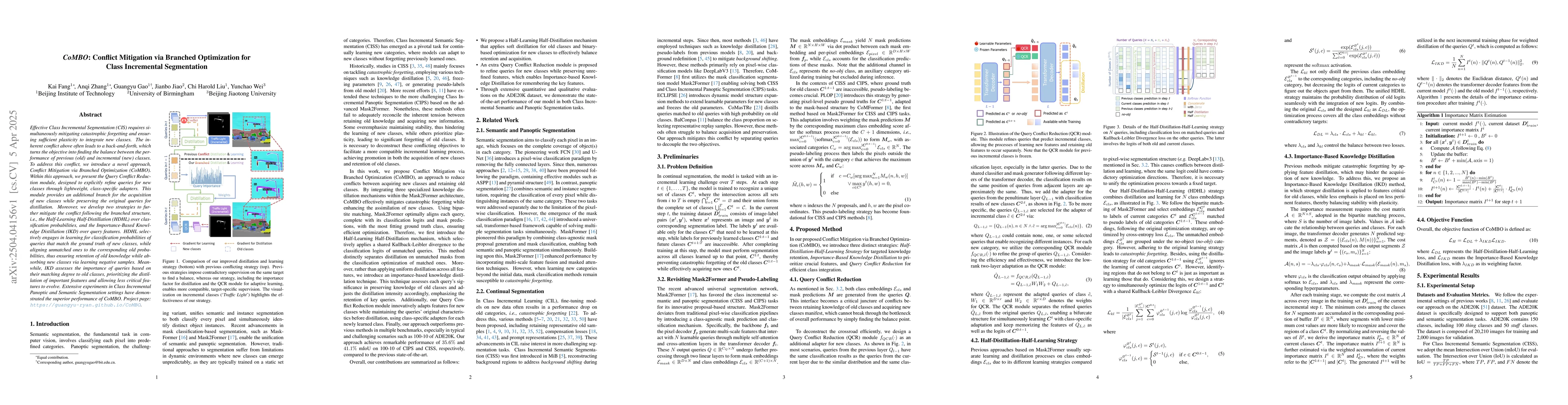 Thumbnail for CoMBO: Conflict Mitigation via Branched Optimization for Class
  Incremental Segmentation
