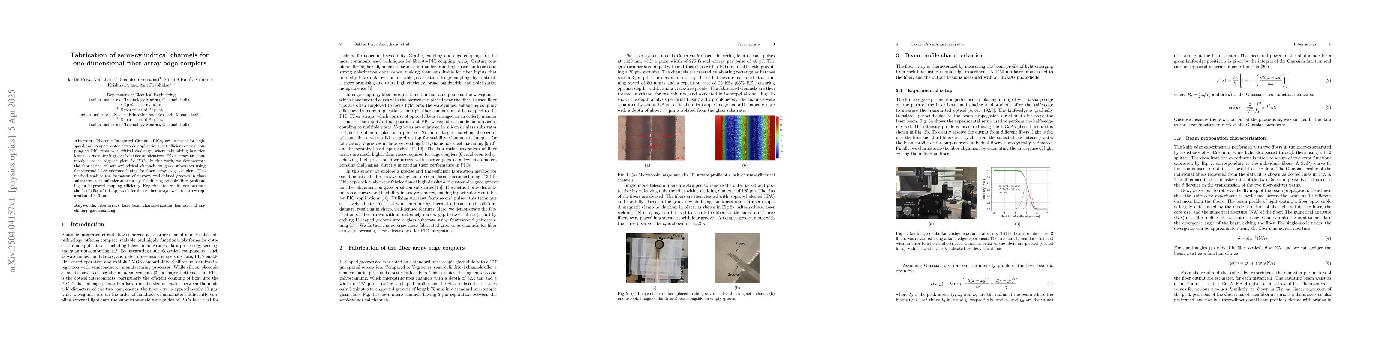 Thumbnail for Fabrication of semi-cylindrical channels for one-dimensional fiber array
  edge couplers