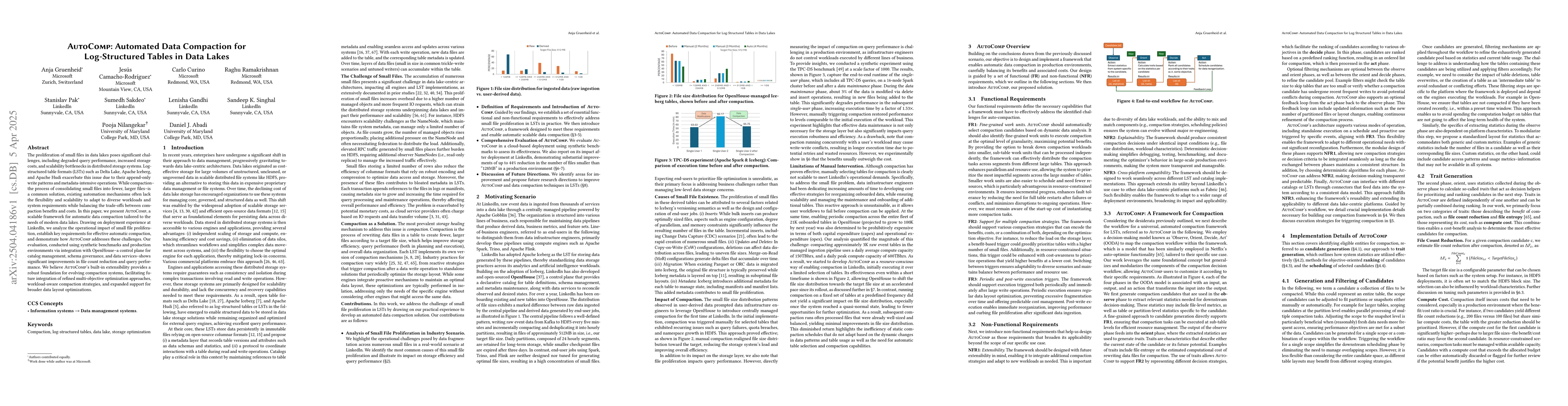 Thumbnail for AutoComp: Automated Data Compaction for Log-Structured Tables in Data
  Lakes