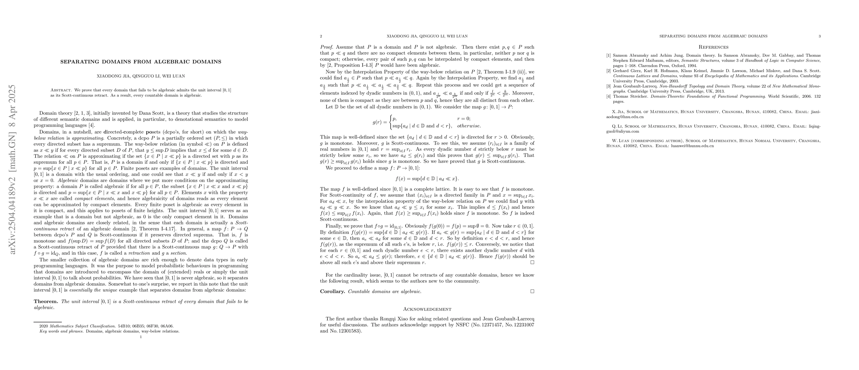 Thumbnail for Separating domains from algebraic domains