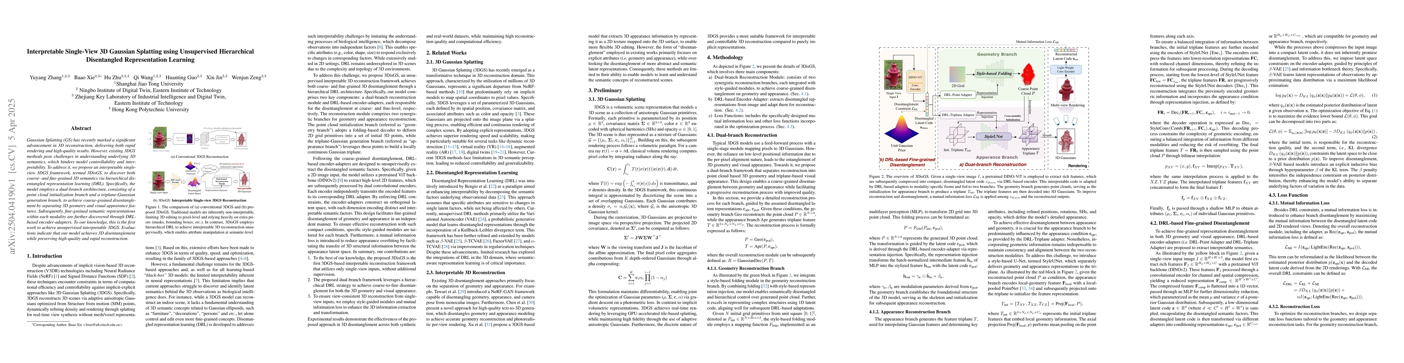 Thumbnail for Interpretable Single-View 3D Gaussian Splatting using Unsupervised
  Hierarchical Disentangled Representation Learning