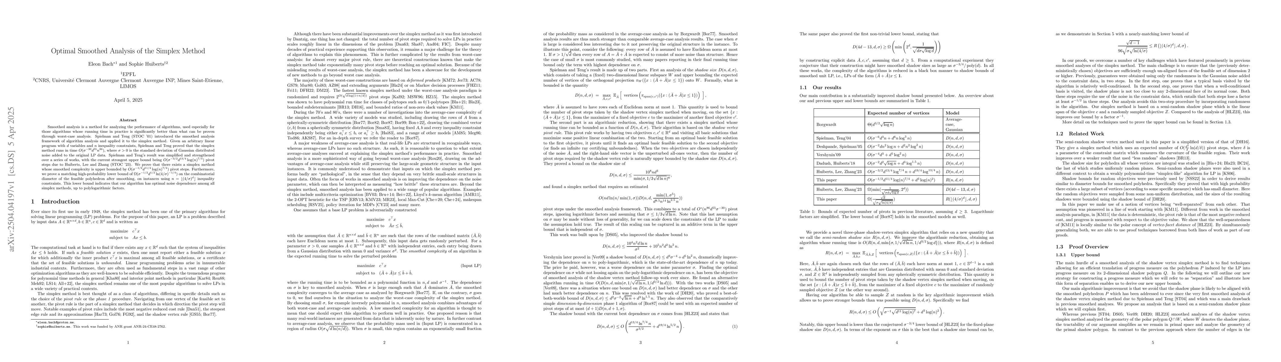 Thumbnail for Optimal Smoothed Analysis of the Simplex Method