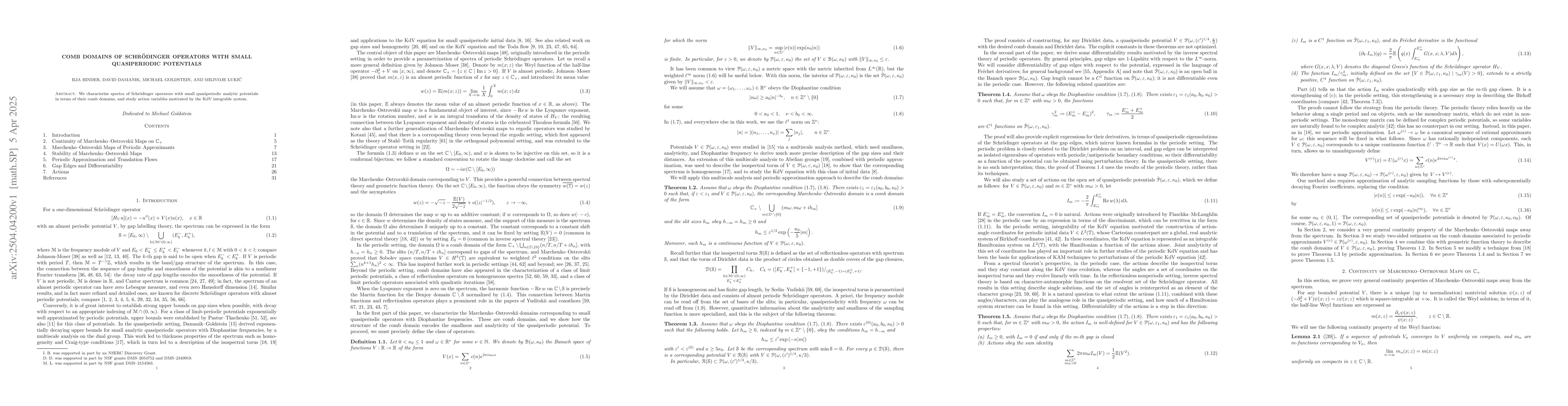 Thumbnail for Comb domains of Schrödinger operators with small quasiperiodic
  potentials