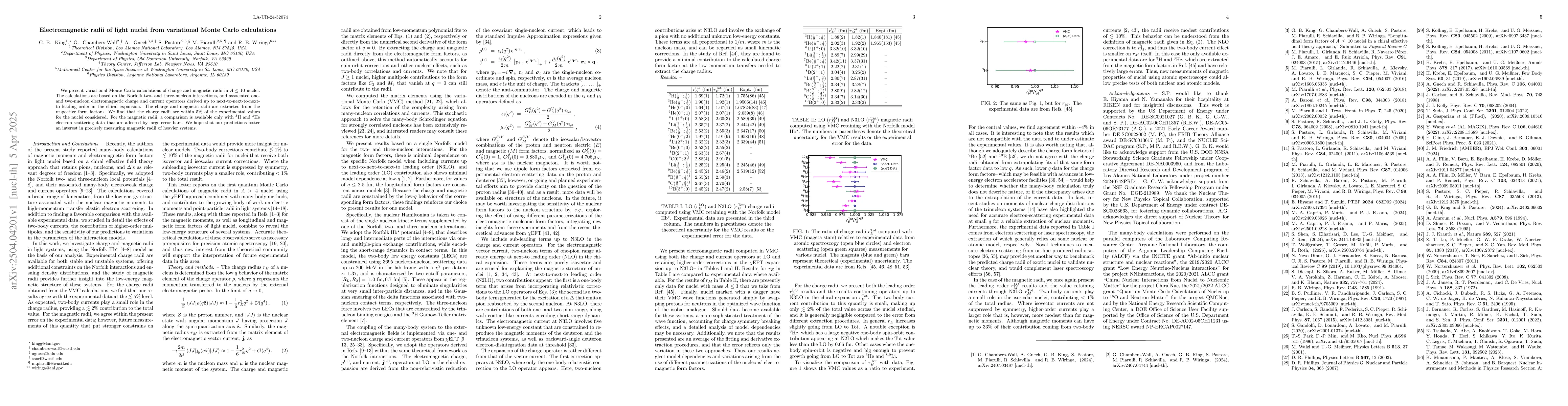 Thumbnail for Electromagnetic radii of light nuclei from variational Monte Carlo
  calculations