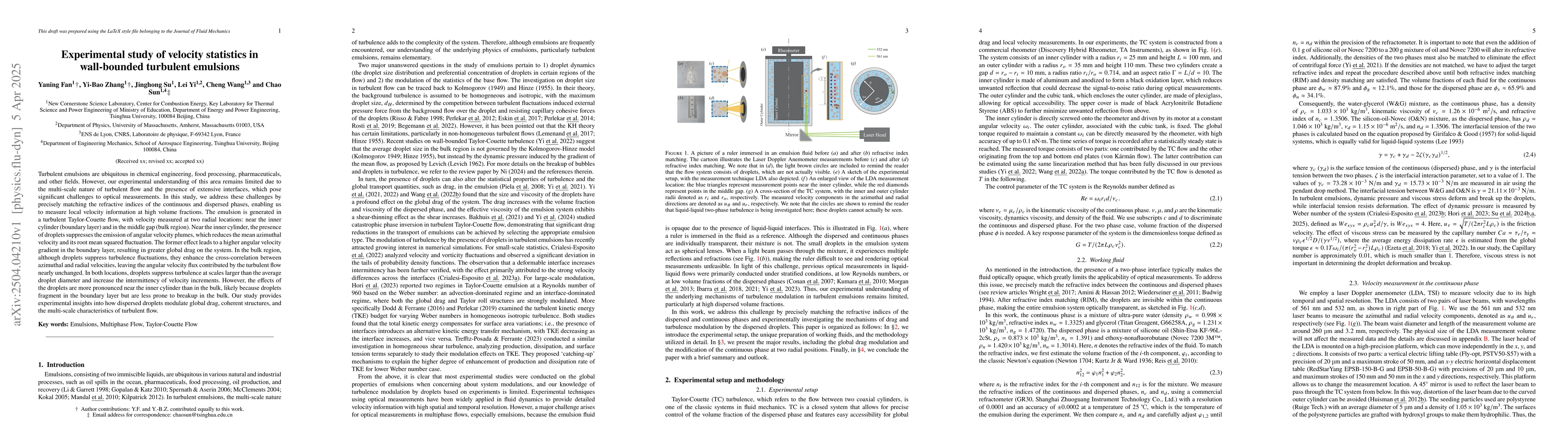 Thumbnail for Experimental study of velocity statistics in wall-bounded turbulent
  emulsions