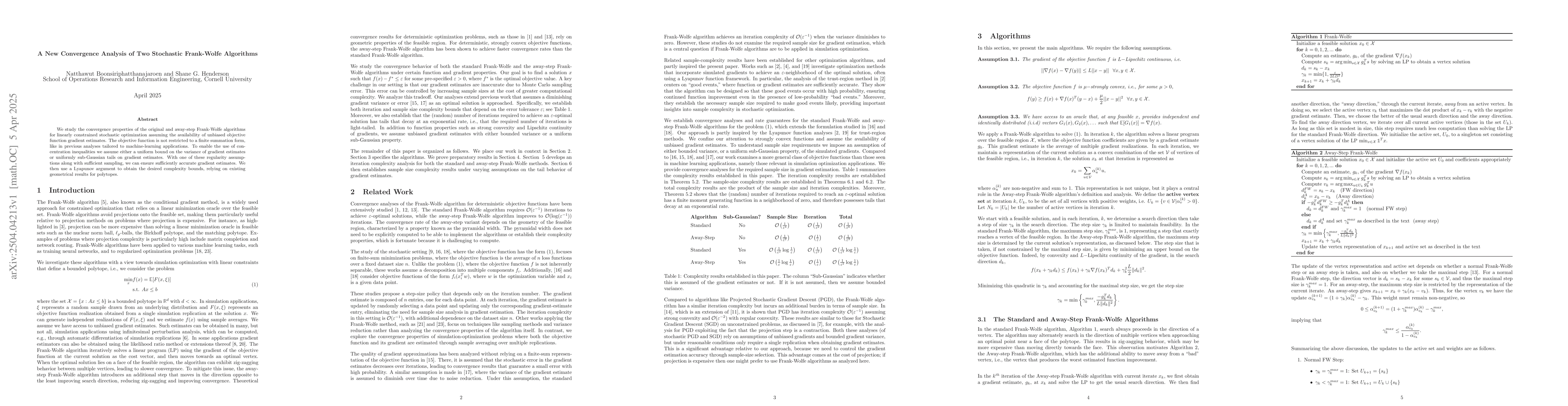 Thumbnail for A New Convergence Analysis of Two Stochastic Frank-Wolfe Algorithms