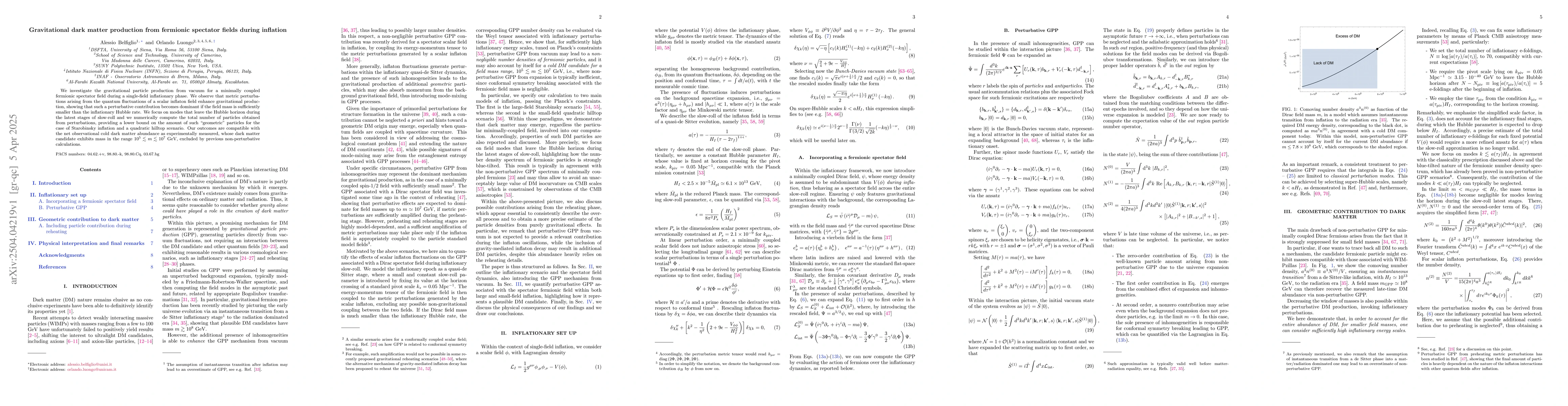 Thumbnail for Gravitational dark matter production from fermionic spectator fields
  during inflation