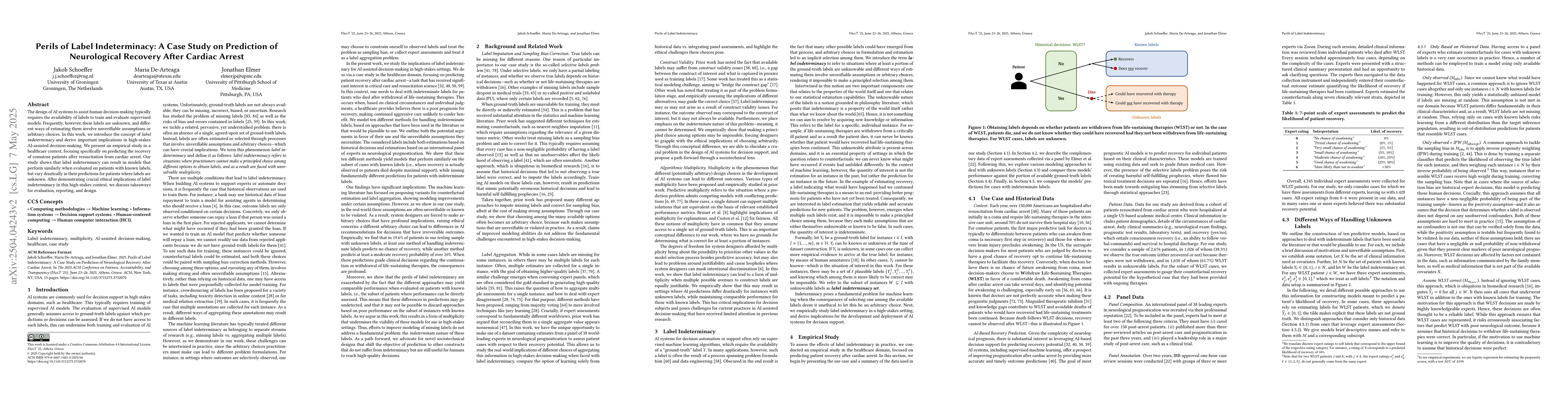 Thumbnail for Perils of Label Indeterminacy: A Case Study on Prediction of
  Neurological Recovery After Cardiac Arrest