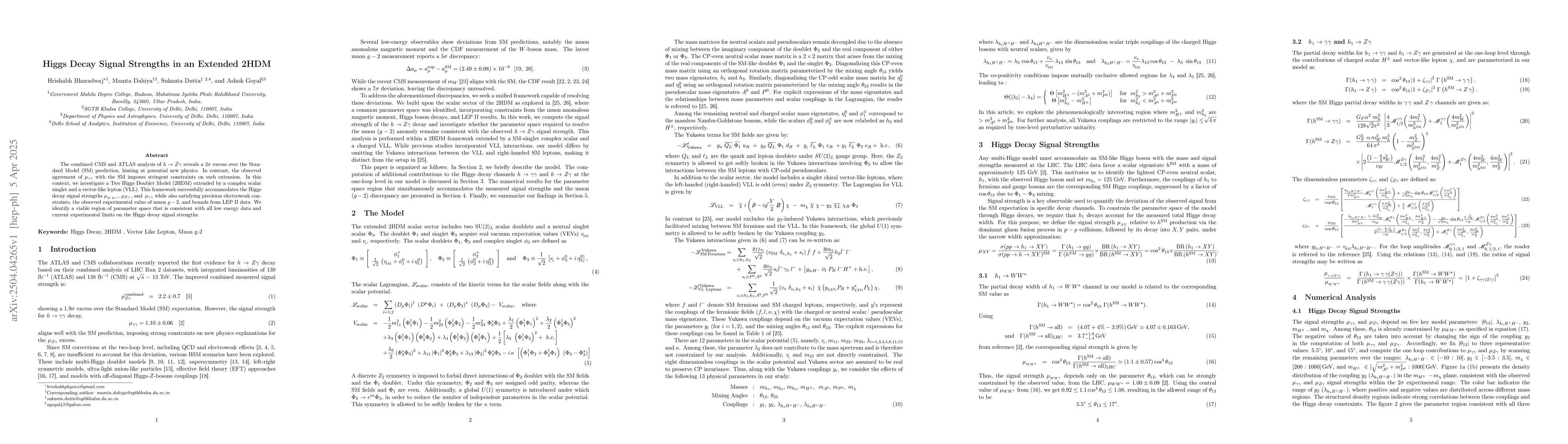 Thumbnail for Higgs Decay Signal Strengths in an Extended 2HDM