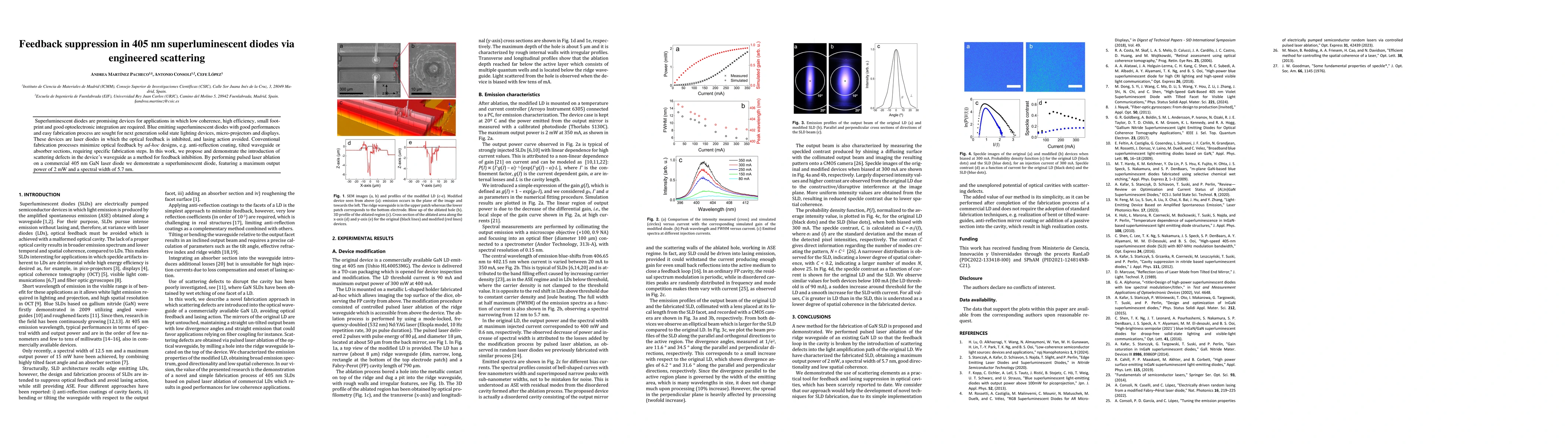 Thumbnail for Feedback suppression in 405 nm superluminescent diodes via engineered
  scattering