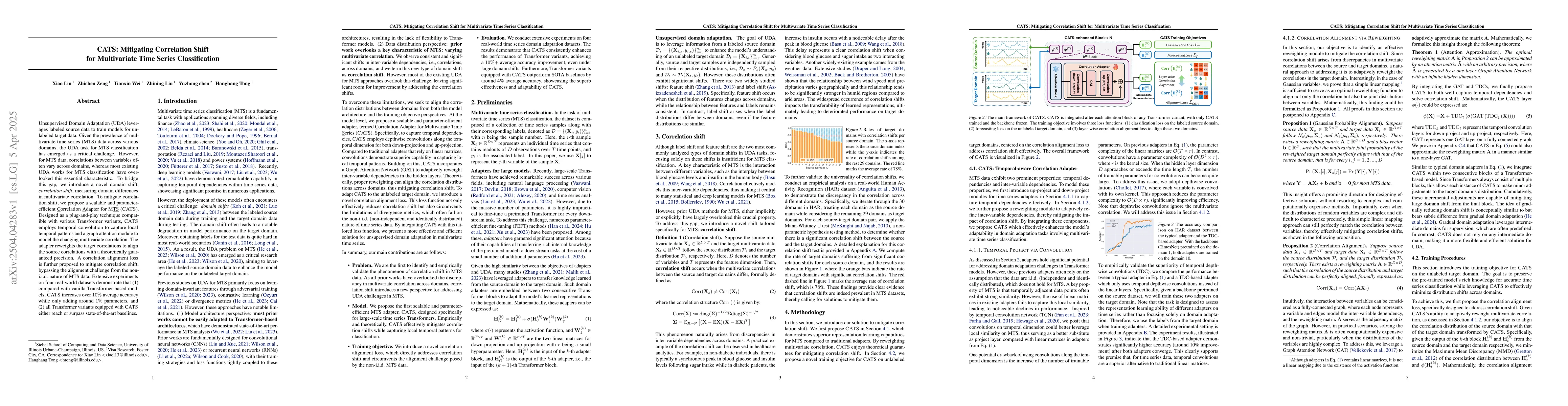 Thumbnail for CATS: Mitigating Correlation Shift for Multivariate Time Series
  Classification