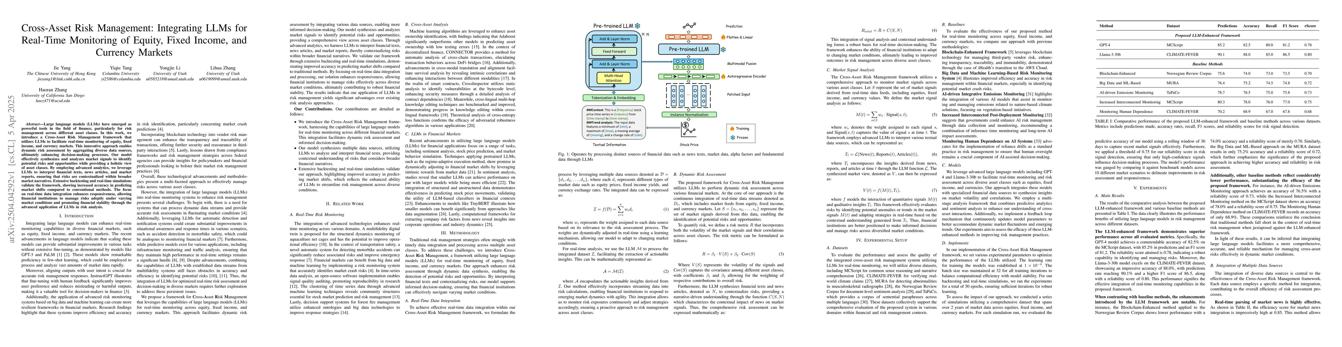 Thumbnail for Cross-Asset Risk Management: Integrating LLMs for Real-Time Monitoring
  of Equity, Fixed Income, and Currency Markets