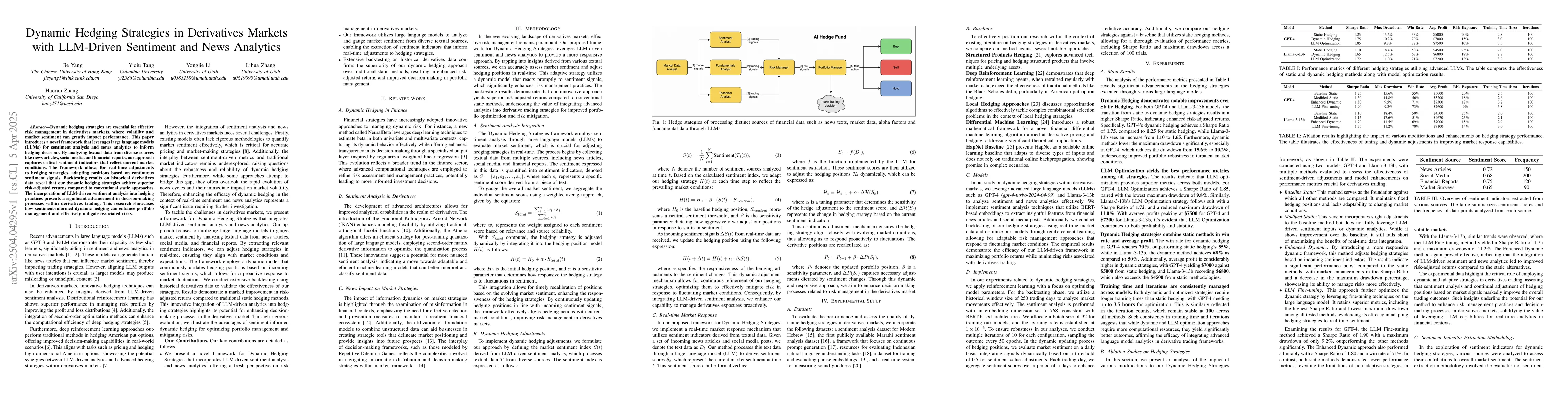 Thumbnail for Dynamic Hedging Strategies in Derivatives Markets with LLM-Driven
  Sentiment and News Analytics