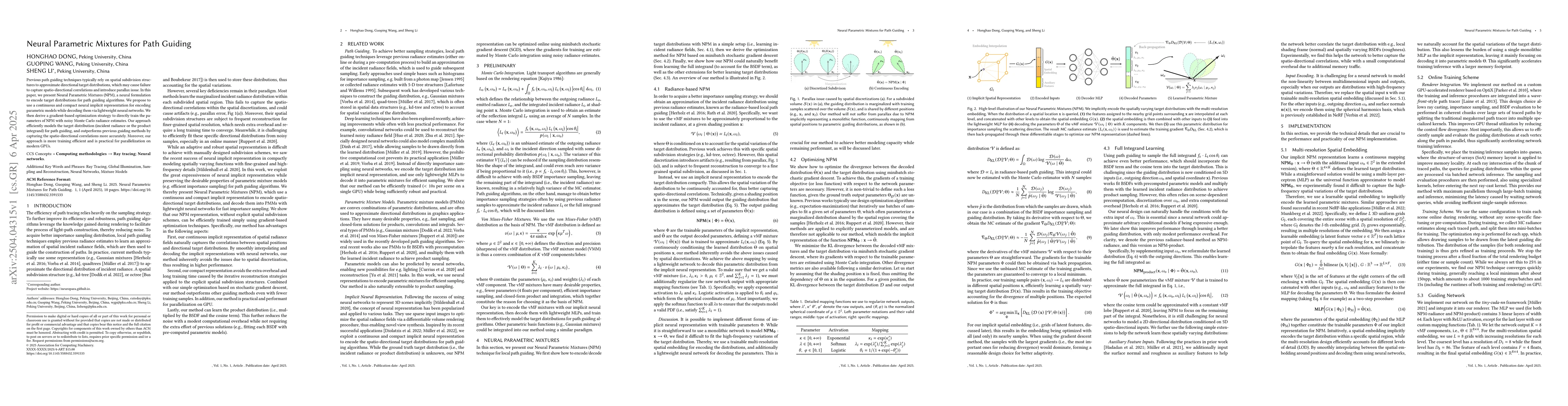 Thumbnail for Neural Parametric Mixtures for Path Guiding