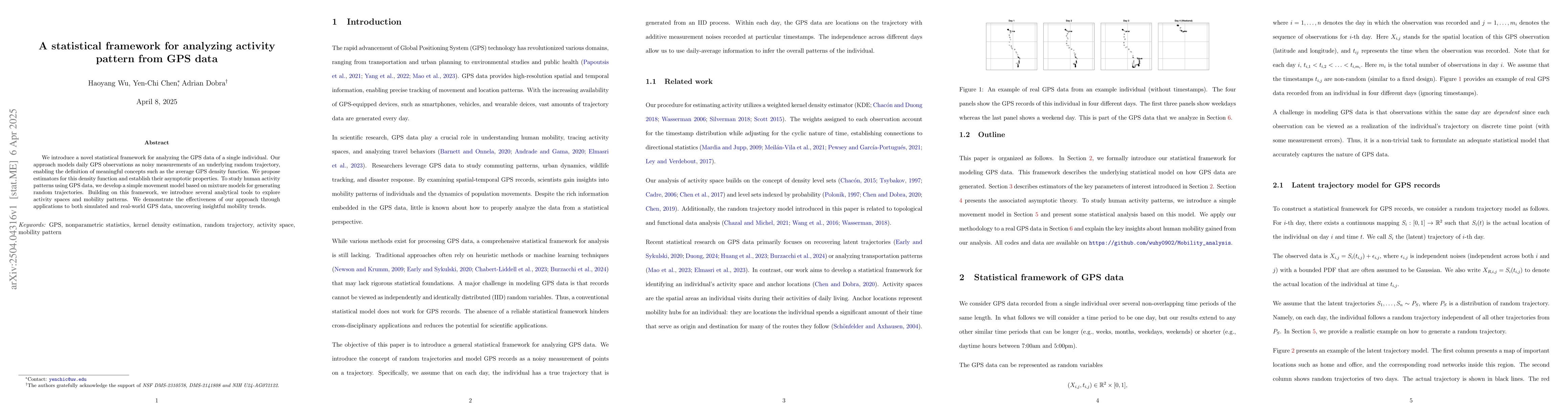 Thumbnail for A statistical framework for analyzing activity pattern from GPS data