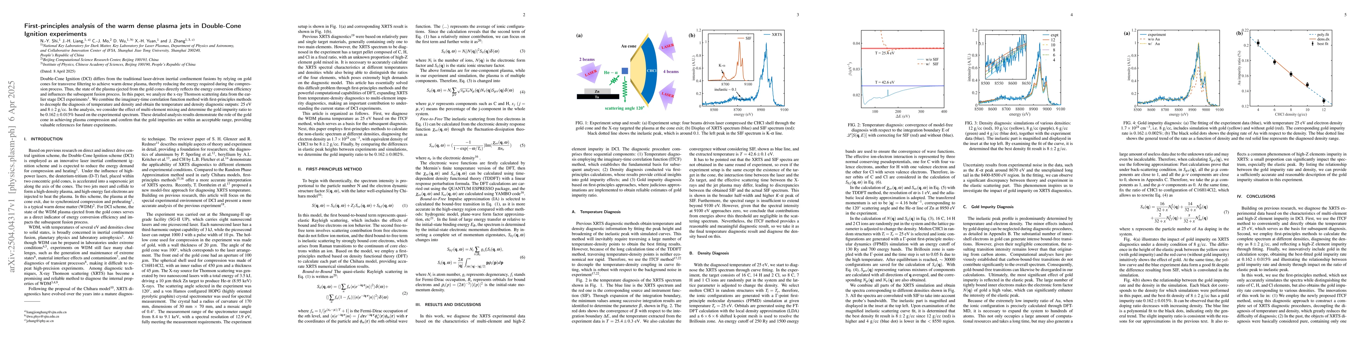 Thumbnail for First-principles analysis of the warm dense plasma jets in Double-Cone
  Ignition experiments