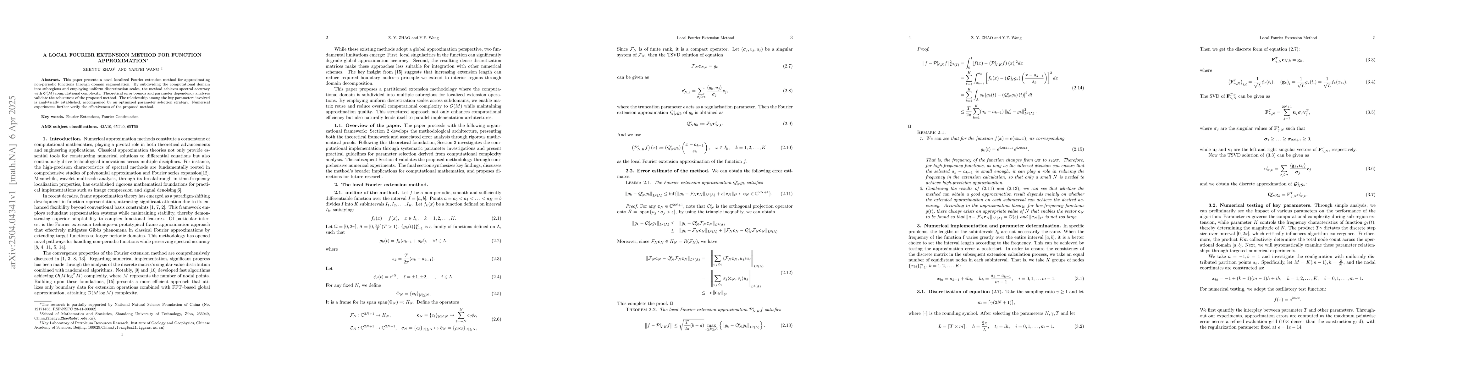 Thumbnail for A Local Fourier Extension Method for Function Approximation