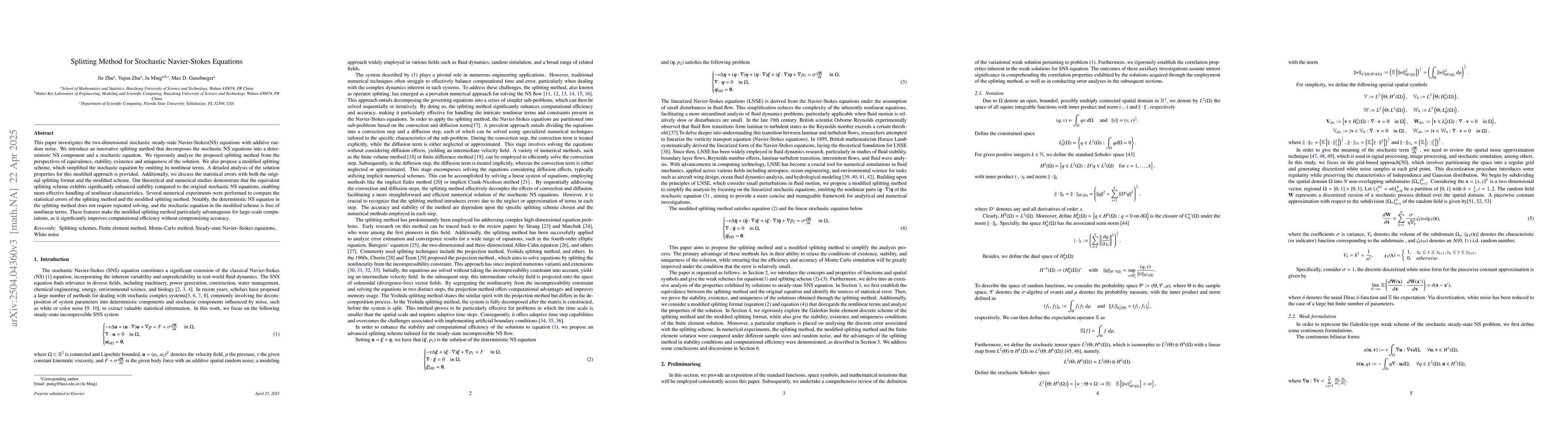 Thumbnail for Splitting Method for Stochastic Navier-Stokes Equations