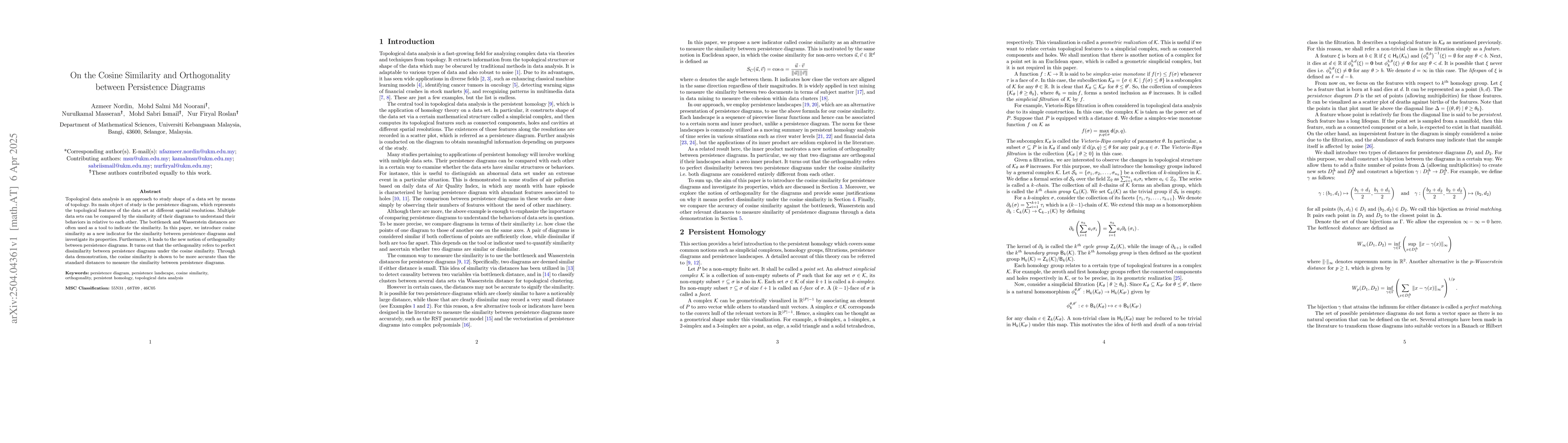 Thumbnail for On the cosine similarity and orthogonality between persistence diagrams