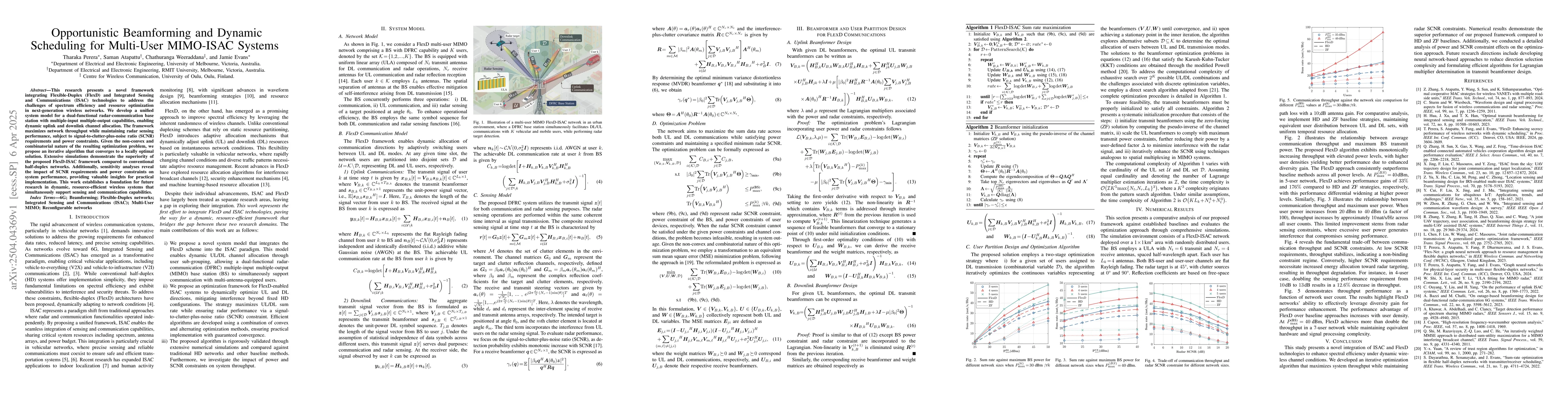 Thumbnail for Opportunistic Beamforming and Dynamic Scheduling for Multi-User
  MIMO-ISAC Systems