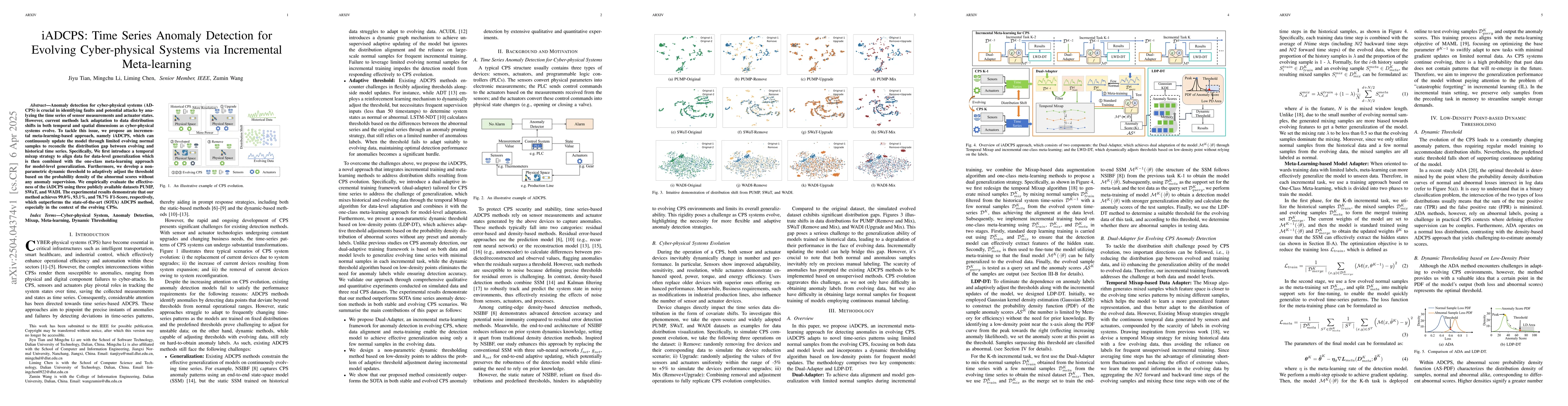 Thumbnail for iADCPS: Time Series Anomaly Detection for Evolving Cyber-physical
  Systems via Incremental Meta-learning