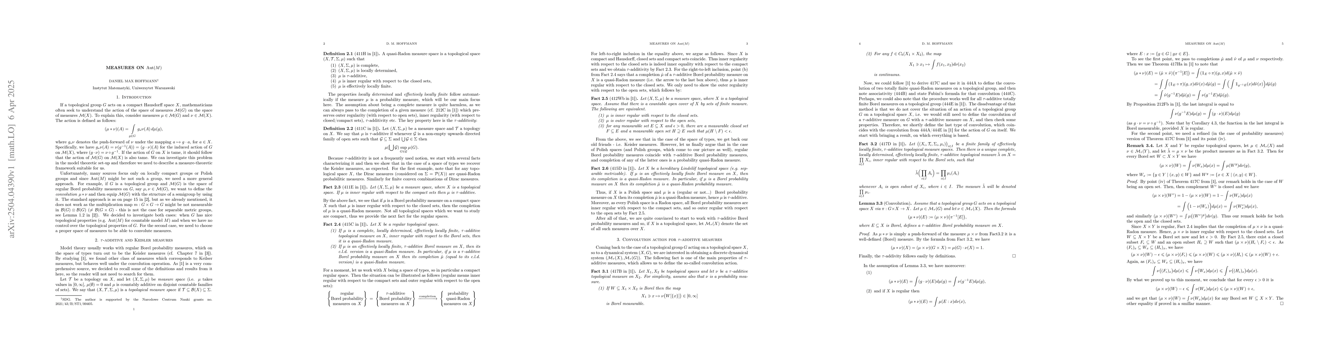 Thumbnail for Measures on Aut(M)