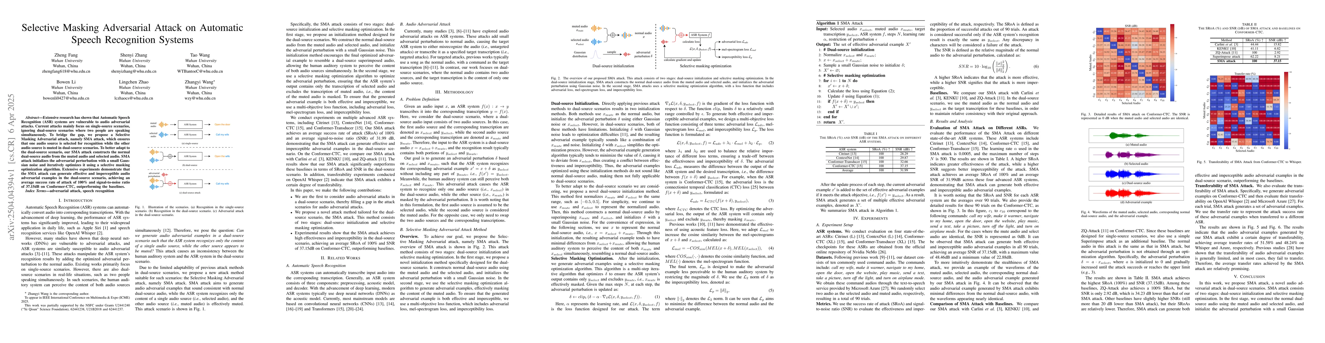 Thumbnail for Selective Masking Adversarial Attack on Automatic Speech Recognition
  Systems