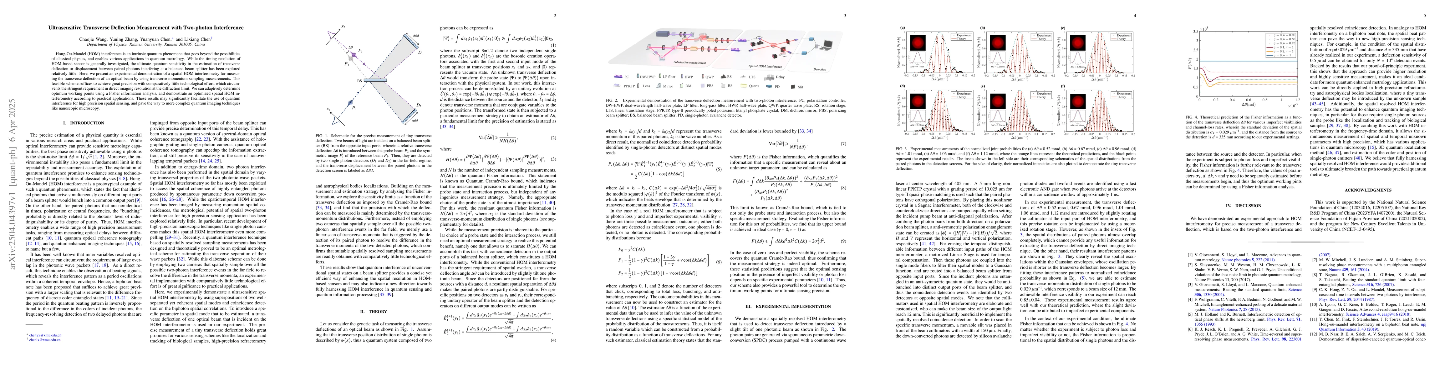 Thumbnail for Ultrasensitive Transverse Deflection Measurement with Two-photon
  Interference