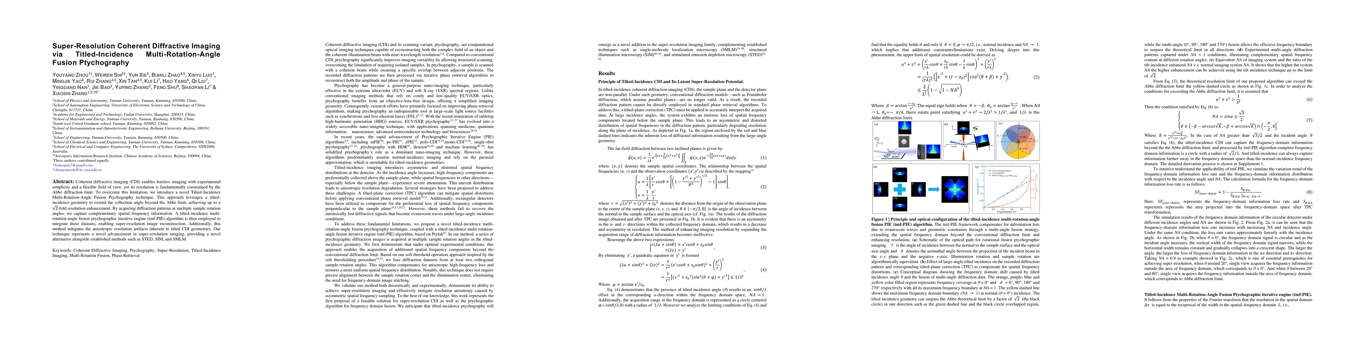 Thumbnail for Super-Resolution Coherent Diffractive Imaging via Titled-Incidence
  Multi-Rotation-Angle Fusion Ptychography