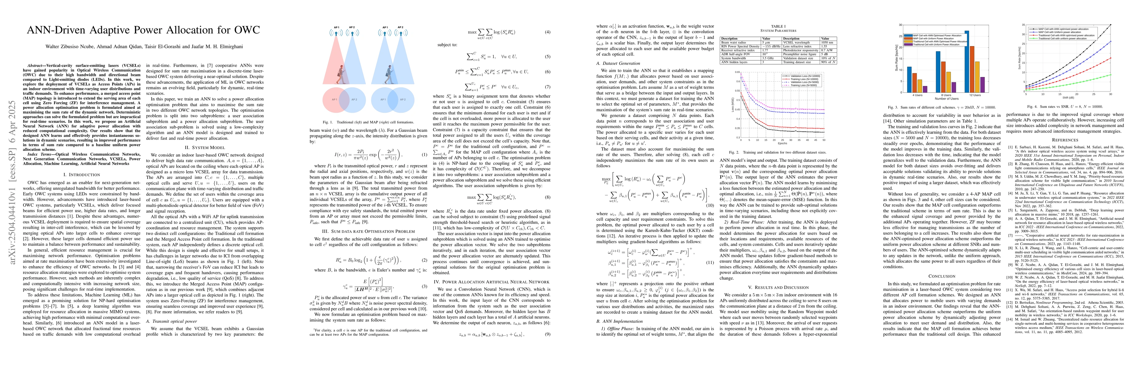 Thumbnail for ANN-Driven Adaptive Power Allocation for OWC
